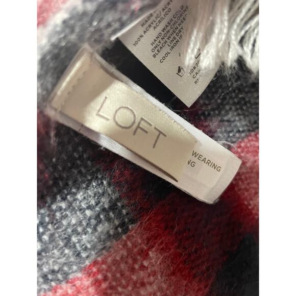 Loft Large Blanket Scarf Red White & Blue  Nwot Can Be Worn Several Ways - Picture 9 of 9